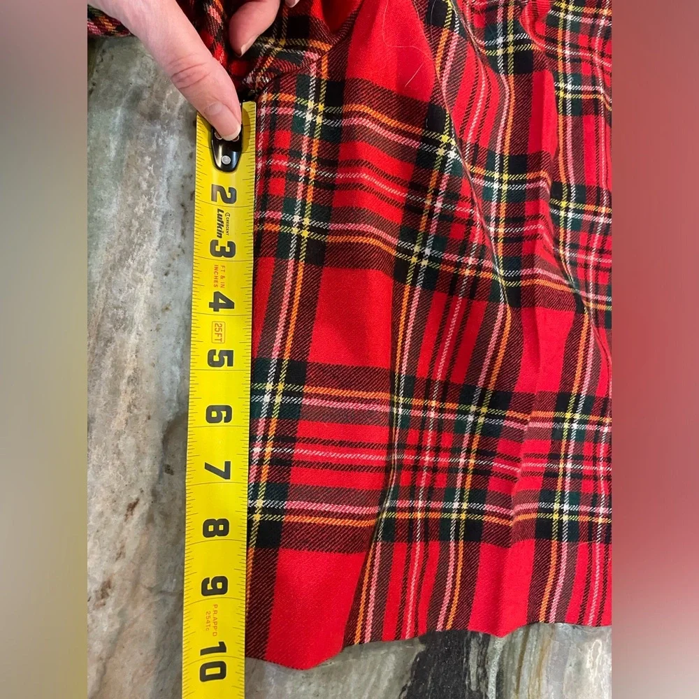 Giorgio Sant'Angelo high-rise red tartan plaid wool culotte shorts - size 10